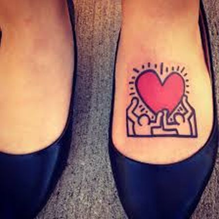 pop art tattoo keith haring inspired foot tattoo