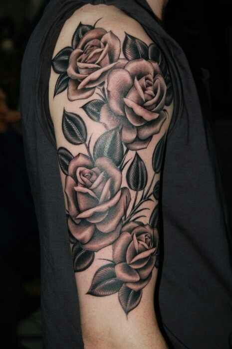 rose tatto on shoulde