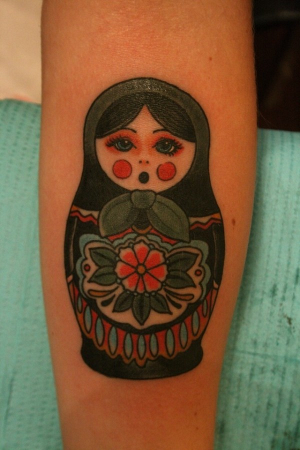 russian doll tattoo green matryoshka