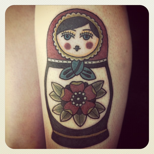 russian doll tattoo matryoshka with red hood