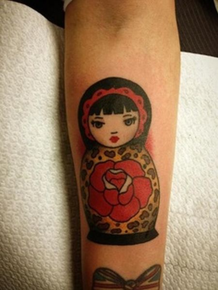 russian doll tattoo matryoshka with rose