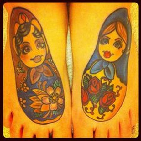 russian doll tattoo matryoshkas on feet
