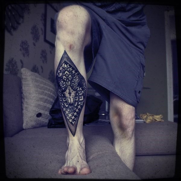 tattoos for men rhombus leg tattoo