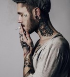 tattoos for men scull work on neck and arm