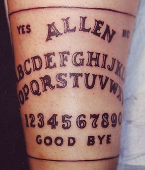 typographic tattoo the quija board