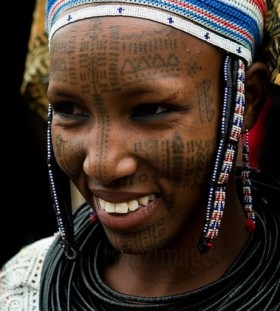 Africa face tattoo