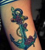 Anchor colorful tattoo