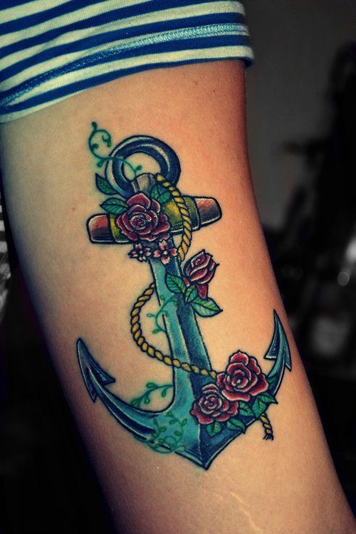 Anchor colorful tattoo