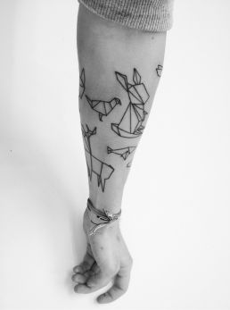 Animals origami tattoo