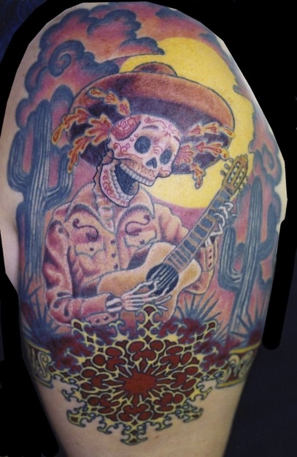 Awesome skull tattoo by Michael Norris