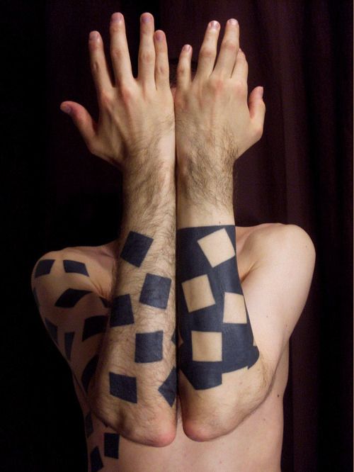 Black and white geometric tattoo