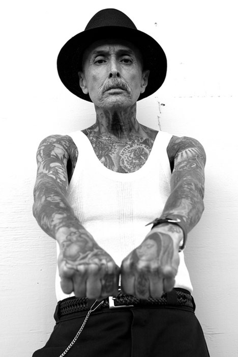 Black and white old men tattoo