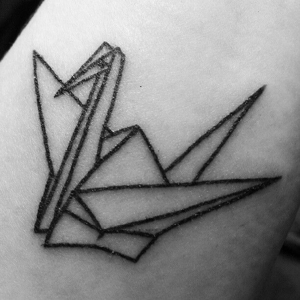 Black bird origami tattoo