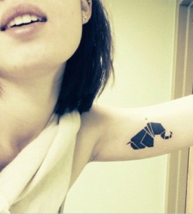 Black elephant origami tattoo