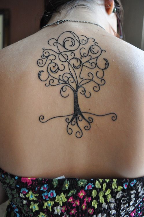 Black tree tattoo