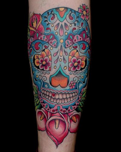 Blue skull tattoo