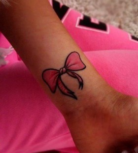 Bow pink tattoo