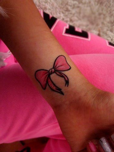 Bow pink tattoo