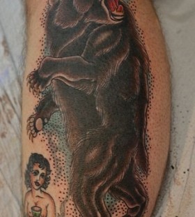 Brown bear tattoo