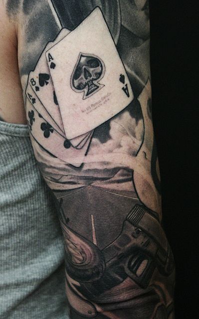 Cards tattoo by James Spencer Briggs