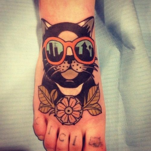 Cat tattoo by Aivaras Lee