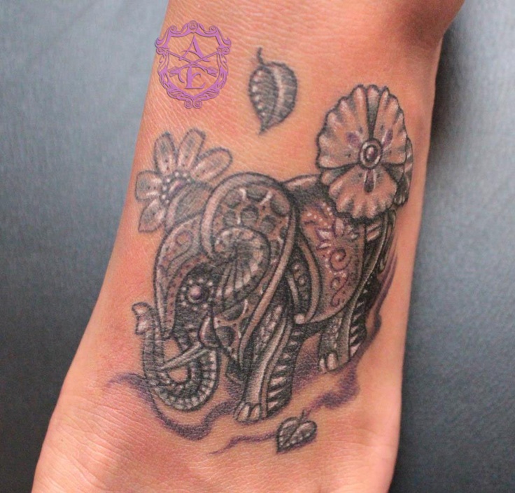 Colorful elephant tattoo by Sean Ambrose