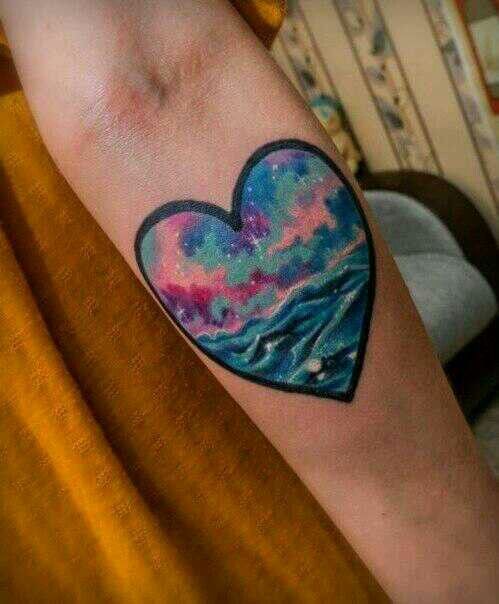 Colorful heart tattoo