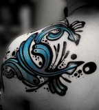Colourful blue tattoo