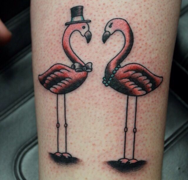 Couple flamingo tattoo