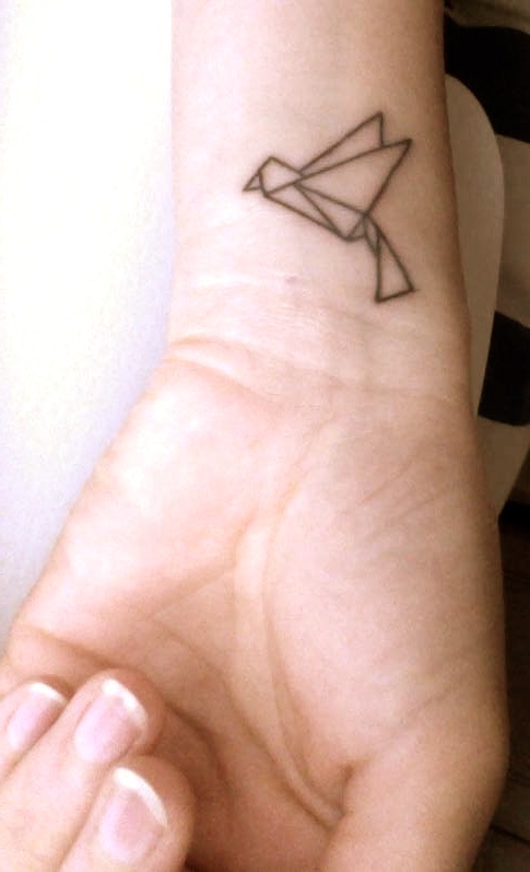 Cute bird origami tattoo