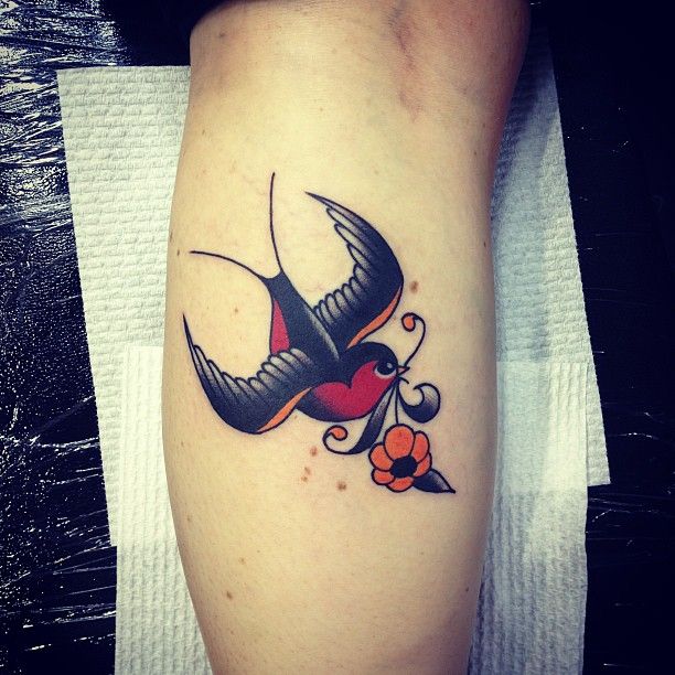 Cute bird tattoo by Kirk Jones