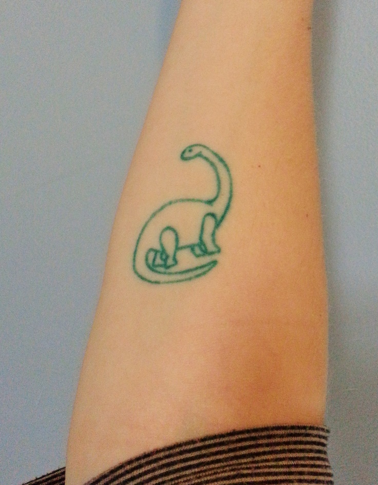 Cute green dinosaur tattoo