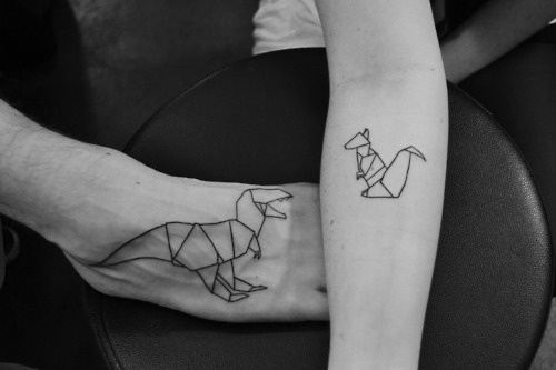 Dinosaurs origami tattoo