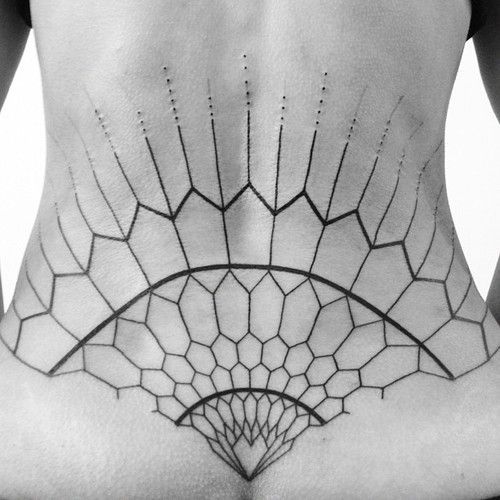 Geometric back tattoo