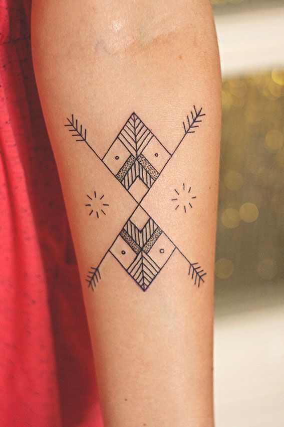 Girl geometric tattoo