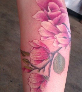 Great flowers pink tattoo