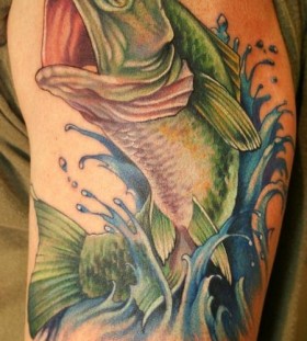 Green fish tattoo