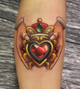 Hands and heart tattoo by Michelle Maddison