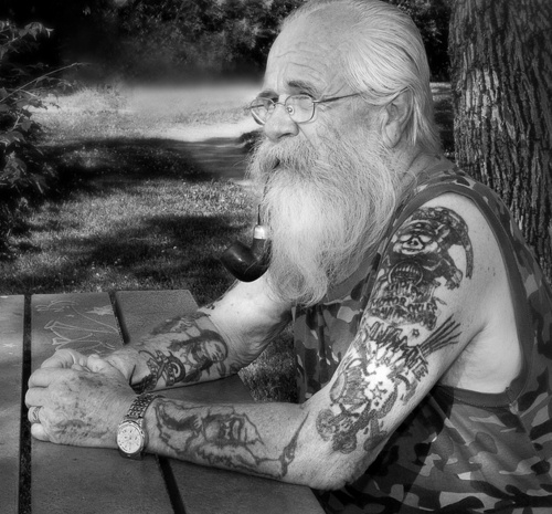 Interesting old man tattoos