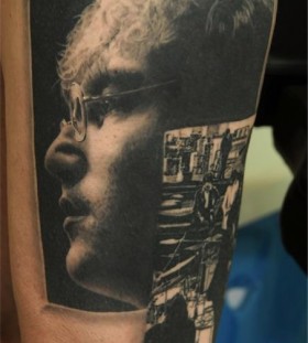 John Lenon portrait tattoo by Andy Engel