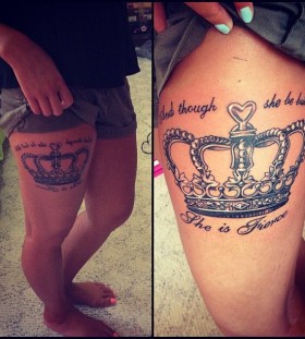 Leg crown tattoo