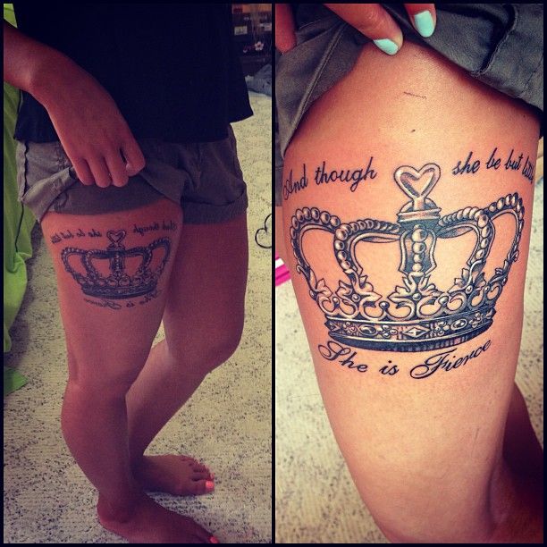 Leg crown tattoo