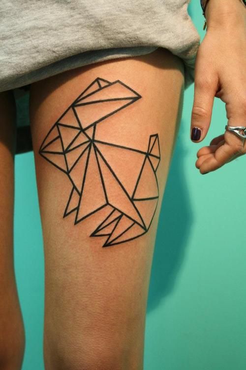 Leg origami tattoo