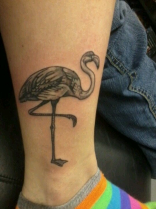 Lovely black flamingo tattoo