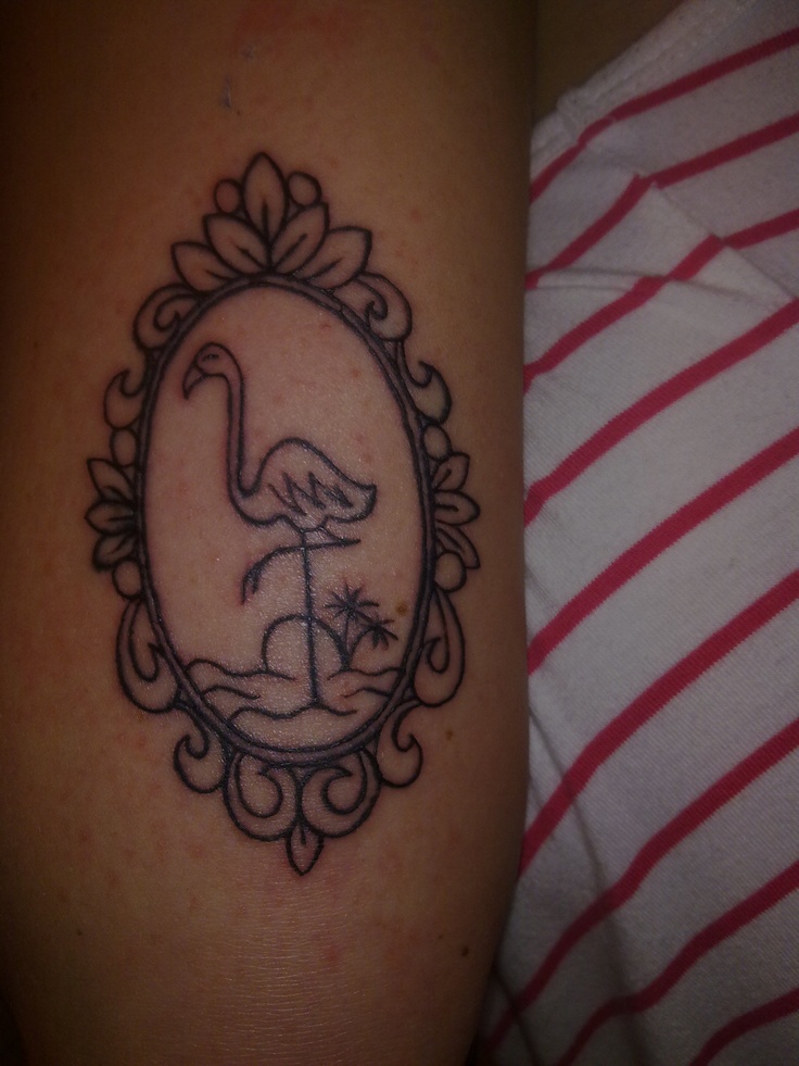 Mirror and flamingo tattoo