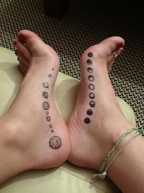 Moon and planets tattoo