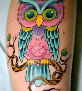 Owl pink tattoo