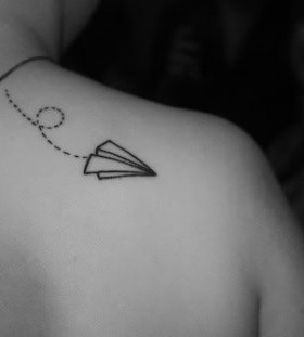 Paper plane origami tattoo