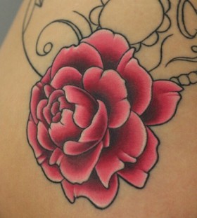 Pink rose tattoo by Michelle Maddison