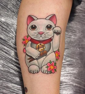 Pretty cat tattoo by Michelle Maddison